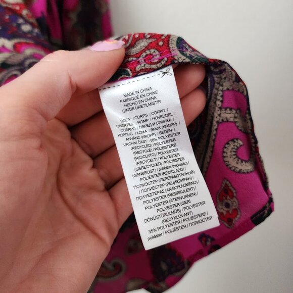 RALPH LAUREN Georgette Paisley Pleated blouse in purple XL - Picture 4 of 12